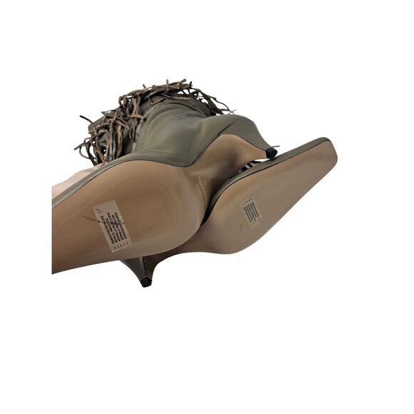 NEW MNG Mango 39 Taupe Gray Fringe Pull On Leather Boot Glam Boho Western - Picture 3 of 6